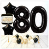 Numéro Ballon Joyeux Anniversaire Noir 80 Bouquet (Rempli d'Hélium) 