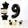 Numéro Ballon Joyeux Anniversaire Noir 9 Bouquet (Rempli d'Hélium) 