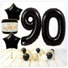 Numéro Ballon Joyeux Anniversaire Noir 90 Bouquet (Rempli d'Hélium) 