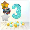 Numéro Ballon Joyeux Anniversaire Tiffany 3 Bouquet (Rempli d'Hélium) 