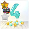 Numéro Ballon Joyeux Anniversaire Tiffany 4 Bouquet (Rempli d'Hélium) 