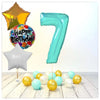 Numéro Ballon Joyeux Anniversaire Tiffany 7 Bouquet (Rempli d'Hélium) 