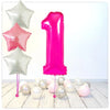 Ballon chiffre rose 1 bouquet (rempli d'hélium) 