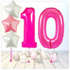Bouquet de ballons chiffres rose 10 (rempli d'hélium) 