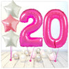 Bouquet de ballons chiffres rose 20 (rempli d'hélium) 