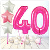 Ballon chiffres rose 40 bouquet (rempli d'hélium) 