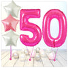 Bouquet de ballons chiffres rose 50 (rempli d'hélium) 