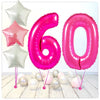 Bouquet de ballons chiffres rose 60 (rempli d'hélium) 