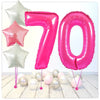 Bouquet ballon chiffre rose 70 (rempli d'hélium) 