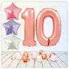 Bouquet de ballons numérotés en or rose 10 (rempli d'hélium) 