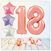 Bouquet de ballons numérotés en or rose 18 (rempli d'hélium) 