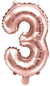 Ballon chiffre or rose 3 