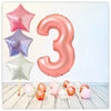 Ballon Chiffres Or Rose 3 Bouquet (Rempli d'Hélium) 