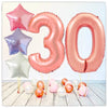 Bouquet de ballons numérotés en or rose 30 (rempli d'hélium) 