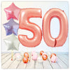 Bouquet de ballons numérotés en or rose 50 (rempli d'hélium)
