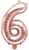Ballon chiffre or rose 6 