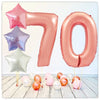 Bouquet de ballons numérotés en or rose 70 (rempli d'hélium) 