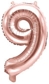 Ballon chiffre or rose 9 