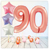 Bouquet de ballons numérotés en or rose 90 (rempli d'hélium) 