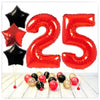 Numéros Ballon Rouge Étoiles 25 Bouquet (Rempli d'Hélium) 
