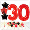 Numéros Ballon Rouge Étoiles 30 Bouquet (Rempli d'Hélium) 