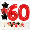 Numéros Ballon Rouge Étoiles 60 Bouquet (Rempli d'Hélium) 