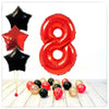 Numéros Ballon Rouge Étoiles 8 Bouquet (Rempli d'Hélium) 