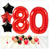 Numéros Ballon Rouge Étoiles 80 Bouquet (Rempli d'Hélium) 