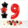 Numéros Ballon Rouge Étoiles 9 Bouquet (Rempli d'Hélium) 