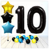 Ballon Chiffres Étoiles Noires 10 Bouquet (Rempli d'Hélium) 