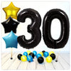 Ballon Chiffres Étoiles Noires 30 Bouquet (Rempli d'Hélium) 