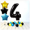 Ballon Chiffres Étoiles Noires 4 Bouquet (Rempli d'Hélium) 
