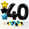 Ballon Chiffres Étoiles Noires 40 Bouquet (Rempli d'Hélium) 