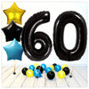 Ballon Chiffres Étoiles Noires 60 Bouquet (Rempli d'Hélium) 
