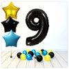 Ballon Chiffres Étoiles Noires 9 Bouquet (Rempli d'Hélium) 