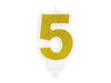 Bougie numérotée or 5 