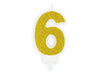 Bougie chiffre or 6 