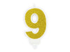 Bougie chiffre or 9 