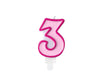 Bougie chiffre rose 3 
