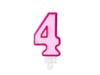 Bougie chiffre rose 4 