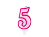 Bougie chiffre rose 5 