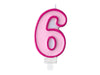 Bougie chiffre rose 6 