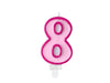 Bougie chiffre rose 8 
