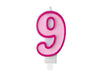 Bougie chiffre rose 9 