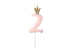 Bougie chiffre rose avec couronne 2 