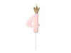 Bougie chiffre rose avec couronne 4 