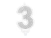Bougie chiffre argent 3 