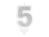 Bougie chiffre argent 5 